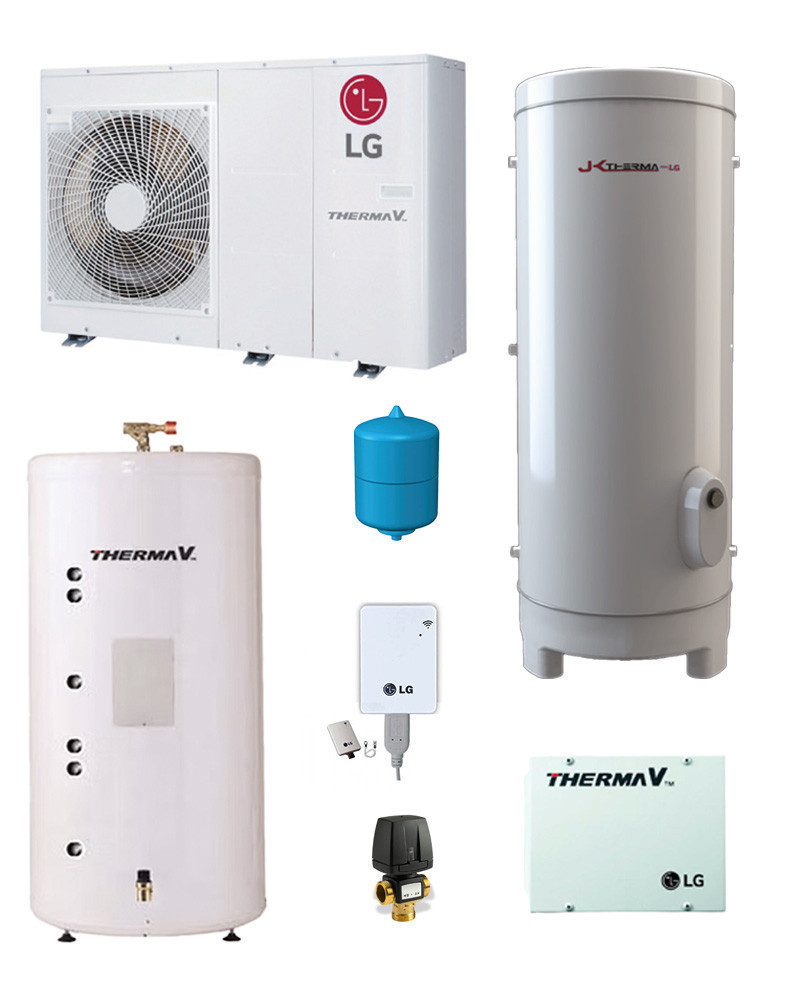 Kit Aerotermia con Fancoils y ACS 500 litros LG Therma V R32 12kW para 150m2