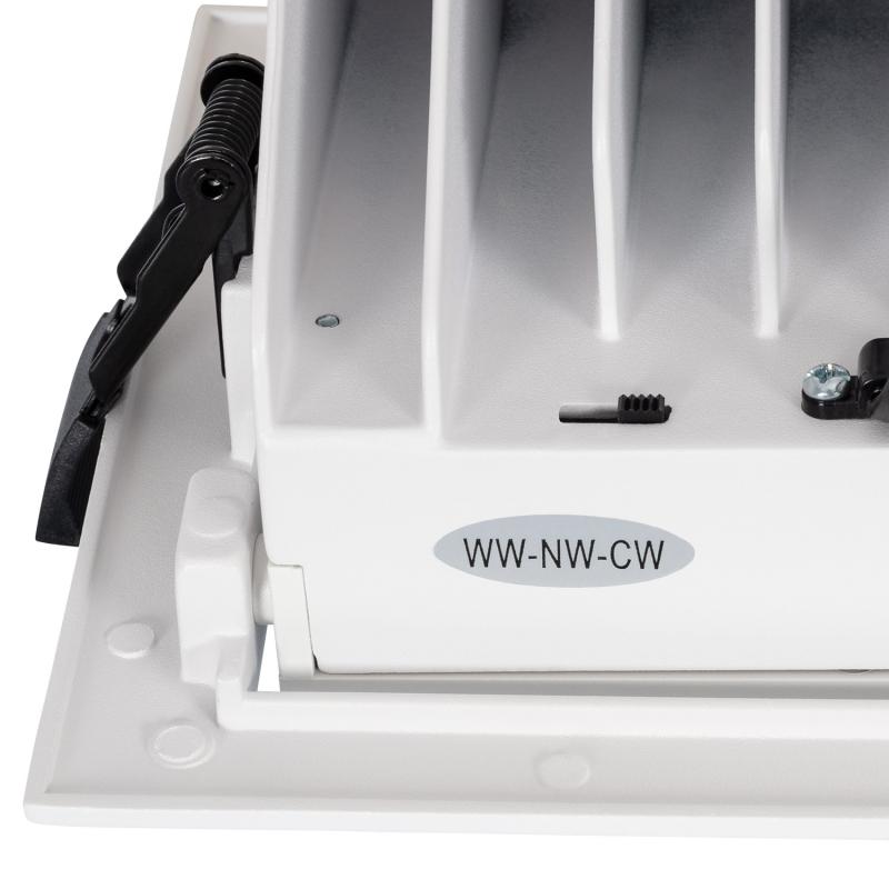Downlight LED 46W Rectangular Direccionable Chip OSRAM CCT Seleccionable 120 lm/W Corte 210x125 mm