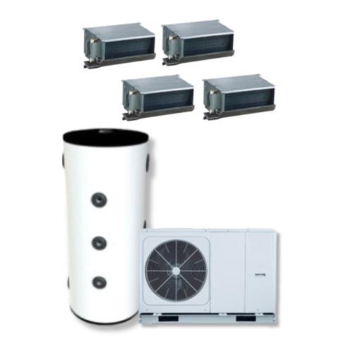 Kit Aerotermia con Fancoils Conductos 14kW Aquaris con depósito 100L