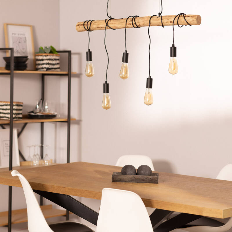 Lámpara Colgante Metal y Madera Yagis