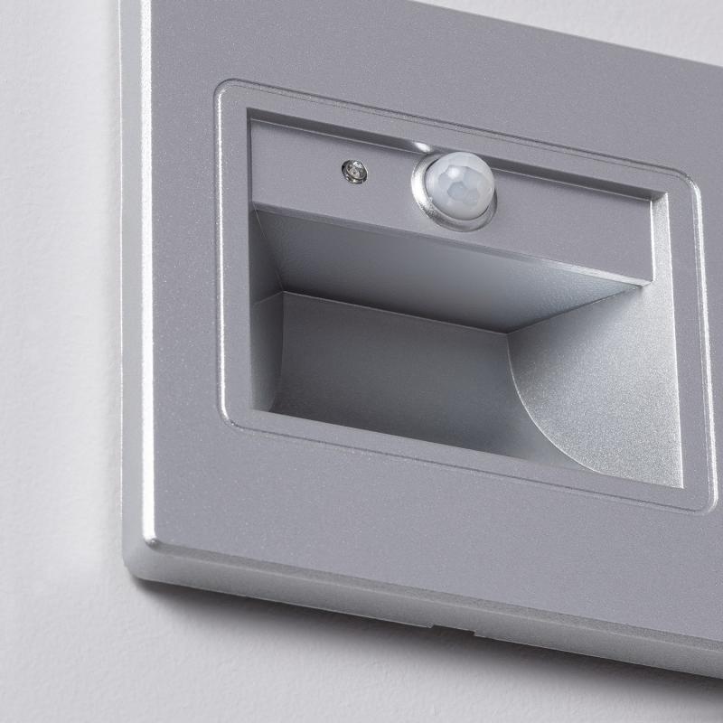 Baliza de Pared LED 1.5 W Empotrable con Sensor PIR Bark Gris