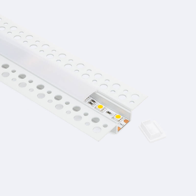 Perfil Aluminio Integrado en Escayola/Pladur para Tira LED hasta 15 mm