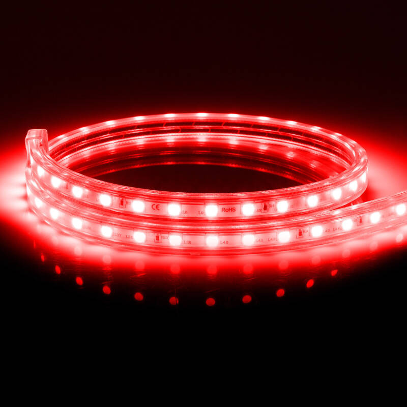 Bobina Tira LED Regulable 220V AC 60 LED/m 50m Rojo IP65 Ancho 14mm Corte cada 100 cm