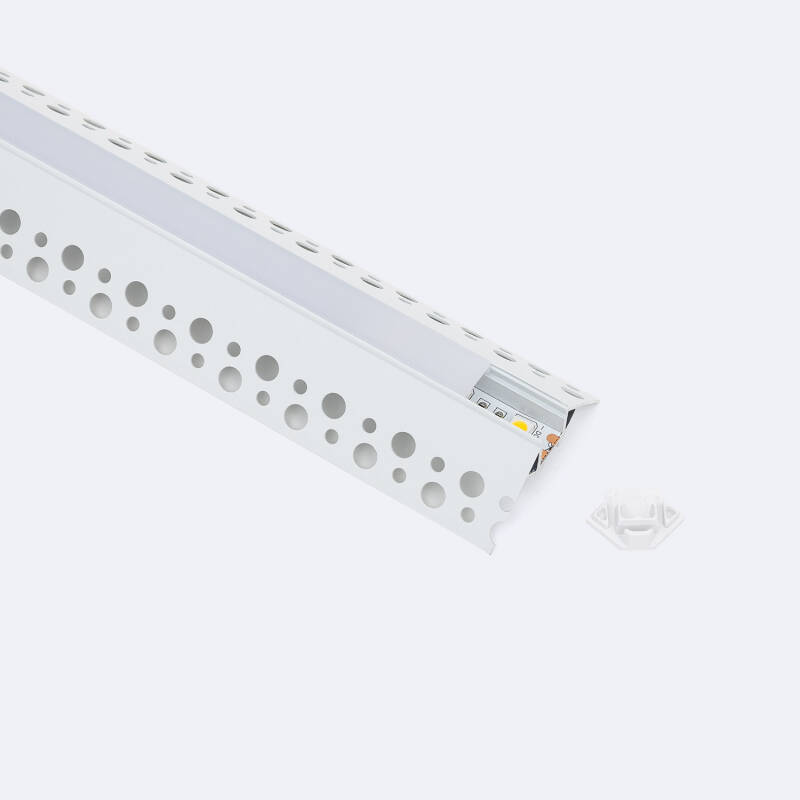 Perfil Aluminio Integrado en Escayola/Pladur Esquina Arista Tira LED hasta 9 mm
