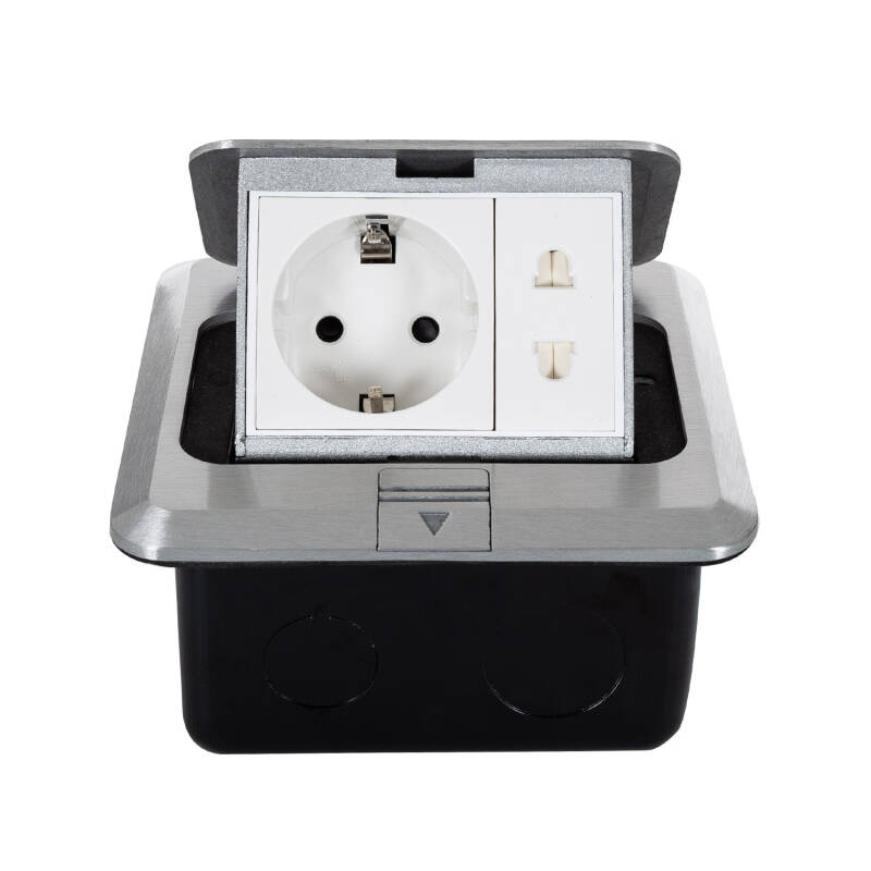 Base Múltiple Empotrable 1 Enchufe Tipo F + 1xT8