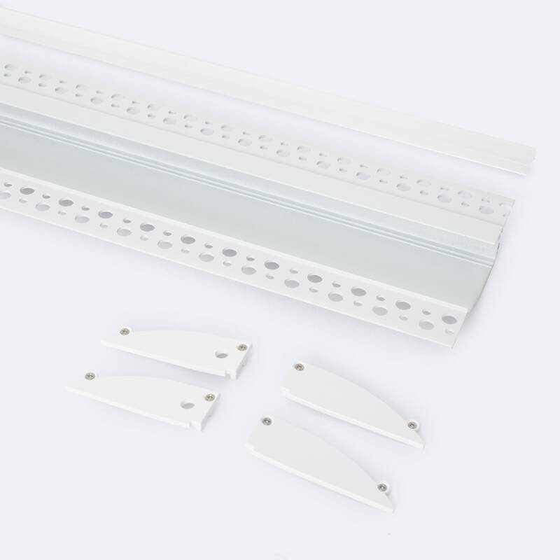 Perfil Aluminio Empotrable para Escayola/Pladur 2m para Tira LED hasta 12mm