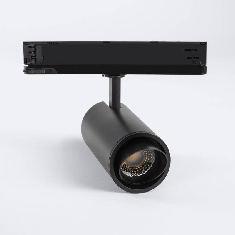 Foco Carril LED Trifásico 30W Fasano Cilindro Bisel CCT Seleccionable Regulable DALI Negro