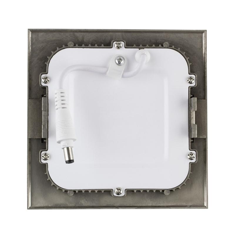 Placa LED 6W Cuadrada SuperSlim Corte 105x105 mm Silver