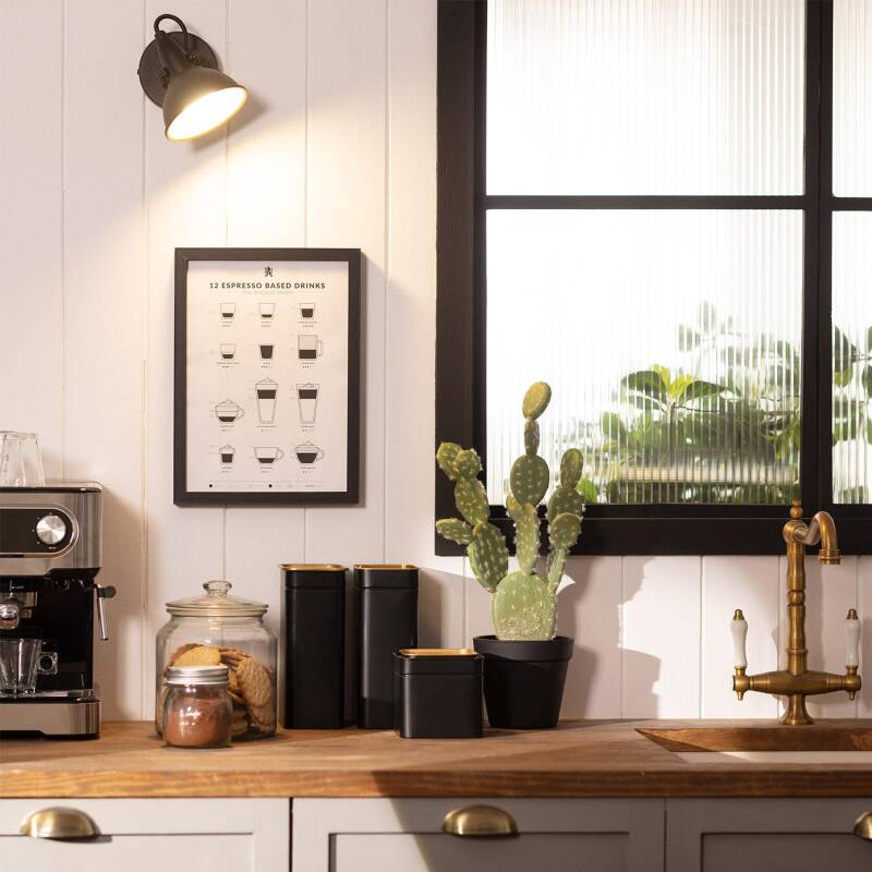 Lámpara de Pared Orientable Aluminio 1 Foco Emer Negro