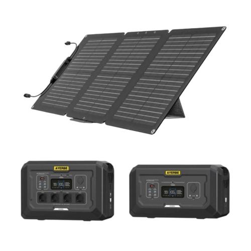 Kit Solar Portátil 60V 12V Estación de Energía AY-2048 y Batería Extra 2048Wh Ayerbe