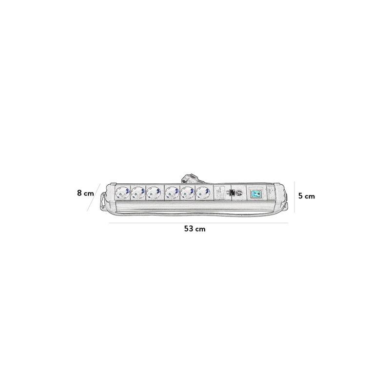 Base Múltiple Extrapower 6 Enchufes Tipo F Schuko 1.5m SIMON BM539225
