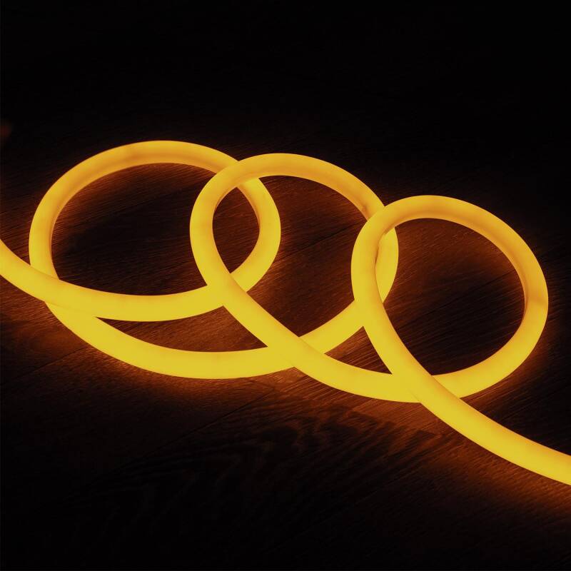 Tira LED Neón Regulable 220V BOBINA 50m Amarillo Circular 360 9W/m Corte 100cm IP67