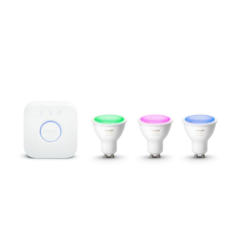 Kit Inicio Bombillas Inteligentes LED GU10 3x4.3W 350 lm PHILIPS Hue White Color