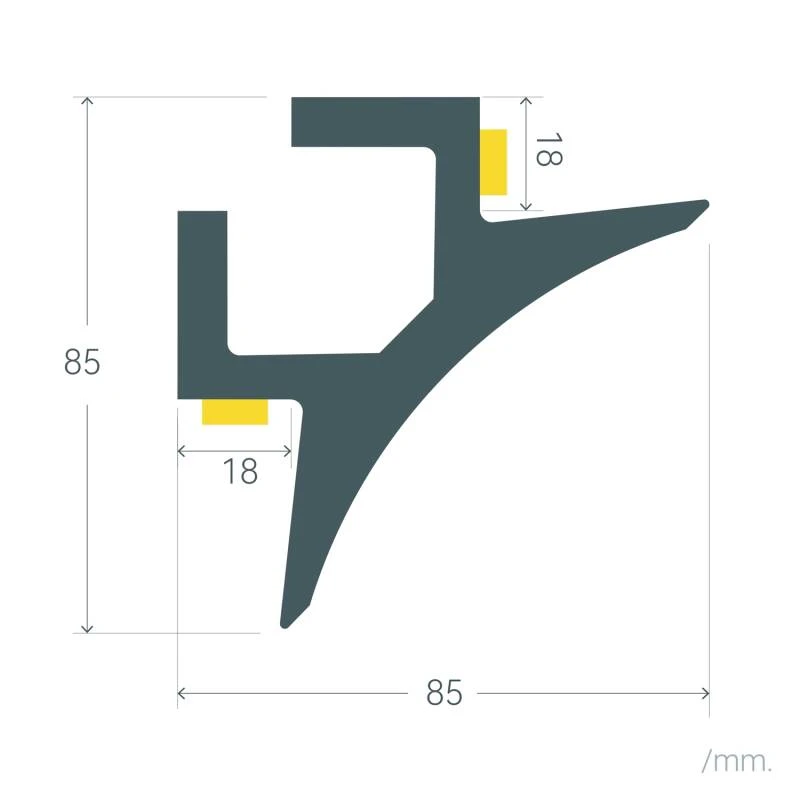 Moldura para 2 Tiras LED 2m Arco