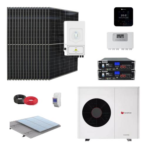 Kit Aerotermia con Placas Solares Deye 8kW con bomba de calor Genia Air Max 6 Inalámbrico 7,8kW y baterías de litio 10kW