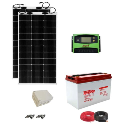 Panel Solar Flexible 400W (2 uds.) con Batería GEL 100Ah