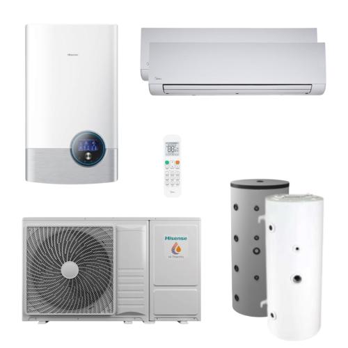 Kit Aerotermia con Fancoils Hisense Bibloc Mural Hi-Therma 8kW R32 para 120m2