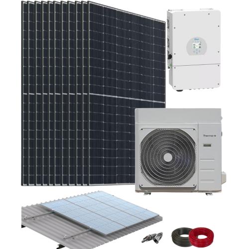 Kit Aerotermia con Placas Solares 12kW Deye con Bomba de Calor 6kW Thermor con material de instalación