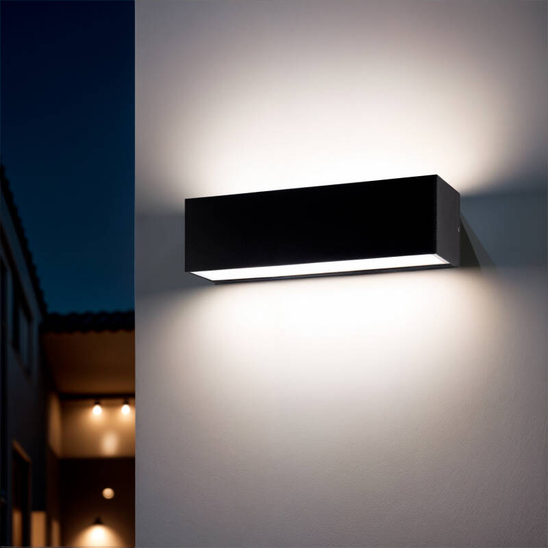 Aplique de Pared Exterior LED 10W Iluminación Doble Cara Rectangular Negro Lena