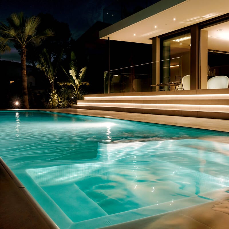 Foco Piscina Superficie LED RGBW Sumergible 12V DC IP68 Acero Inoxidable 24W