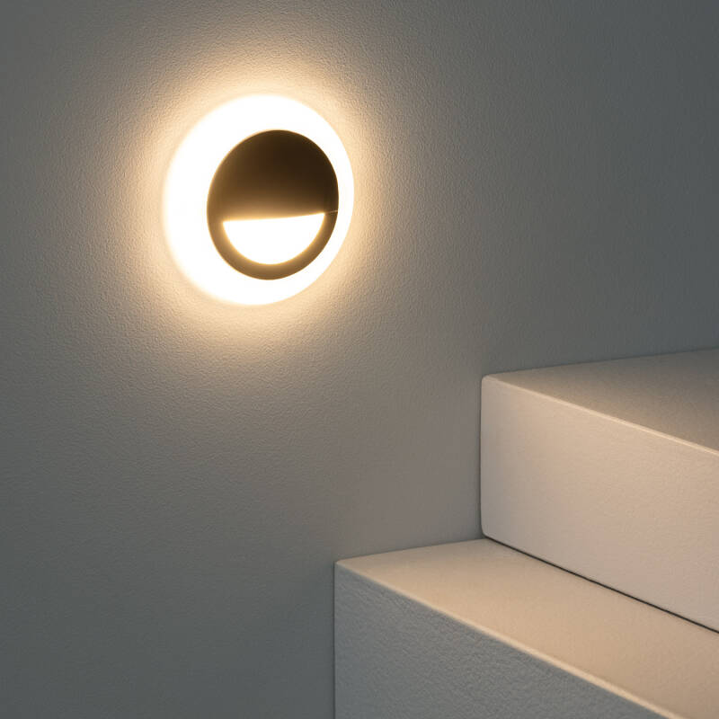 Baliza LED 3W Empotrable Pared Circular Negro Occulare