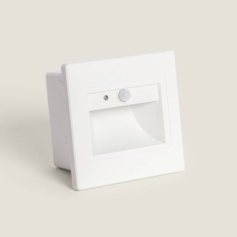 Baliza de Pared LED 1.5 W Empotrable con Sensor PIR y Crepuscular Bark Blanco