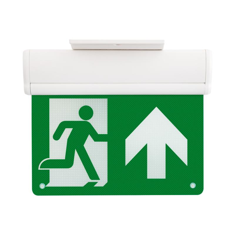 Luz Emergencia LED Superficie 10lm Permanente con Cartel Doble Cara con Autotest
