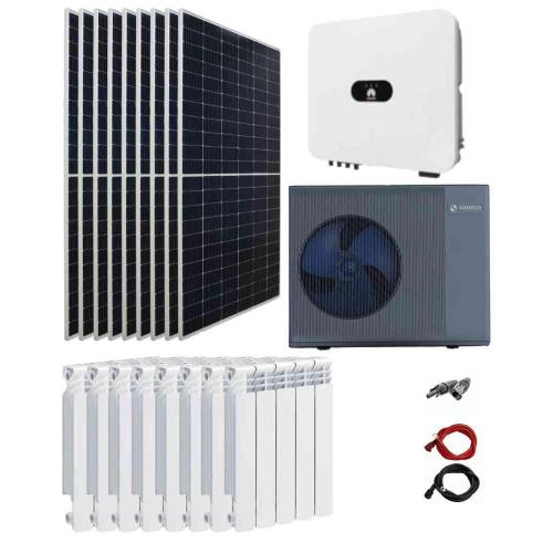 Kit Calefacción con Placas Solares 8kW con Bomba de Calor Aerotermia 10kW con radiadores para 200m2