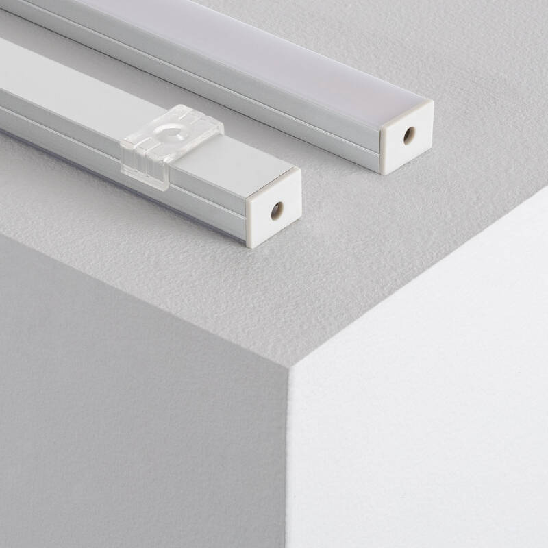 Perfil Aluminio Superficie para Tiras LED hasta 16 mm con Tapa Continua