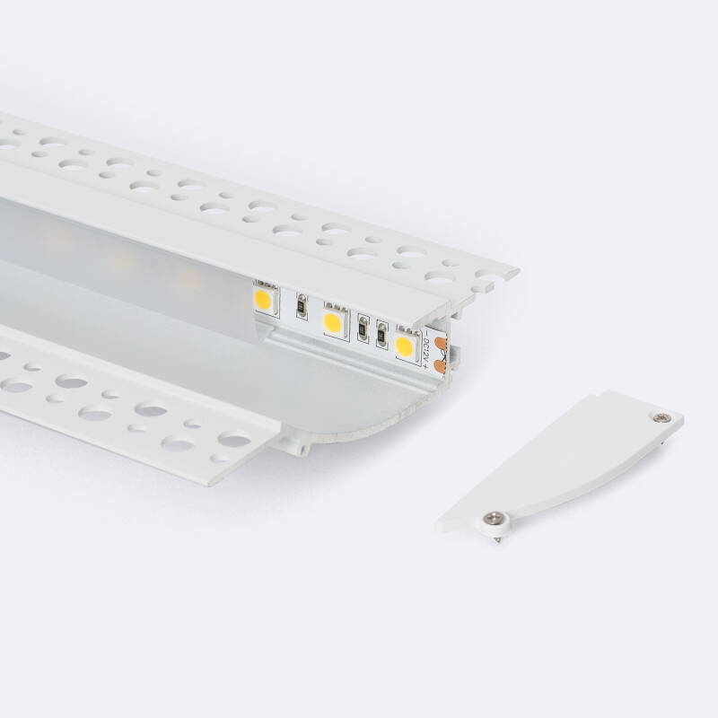Perfil Aluminio Empotrable para Escayola/Pladur 2m para Tira LED hasta 12mm