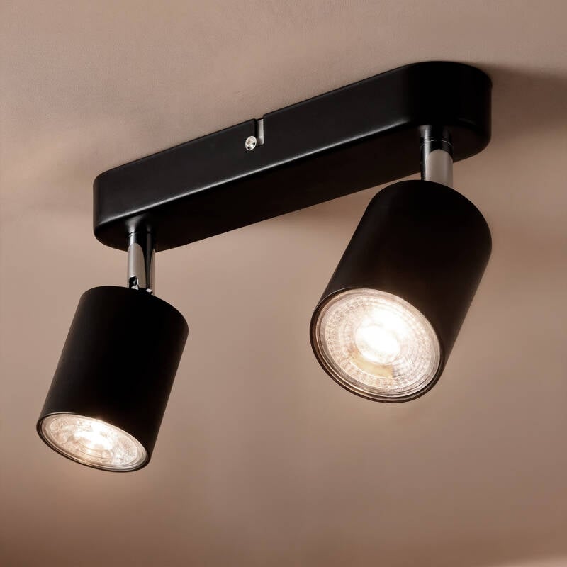 Lámpara de Techo Orientable Metal 2 Focos Albus Black Large
