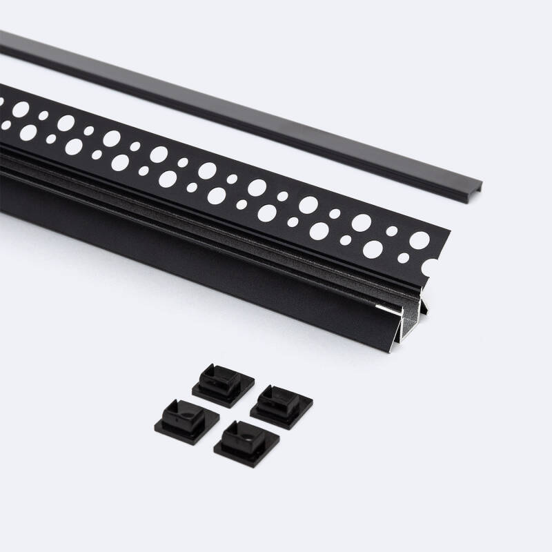 Perfil Aluminio Integrado en Escayola/Pladur Esquina Interior Tira LED hasta 9 mm