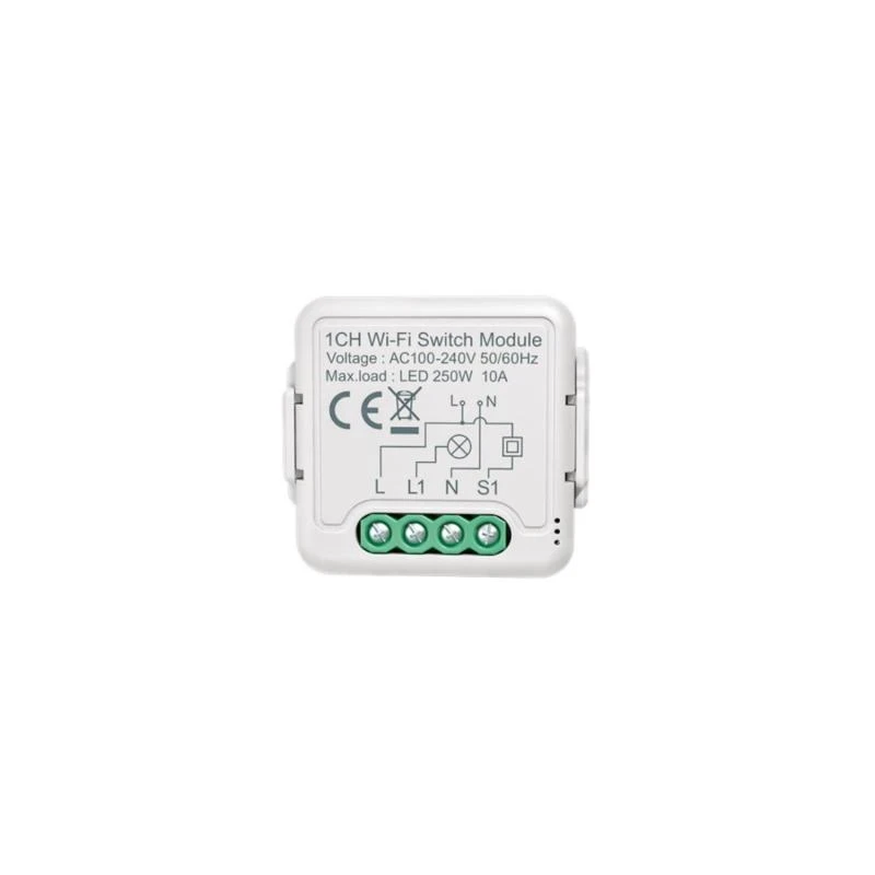 Interruptor Telerruptor WiFi Compatible con Interruptor y Pulsador Convencional