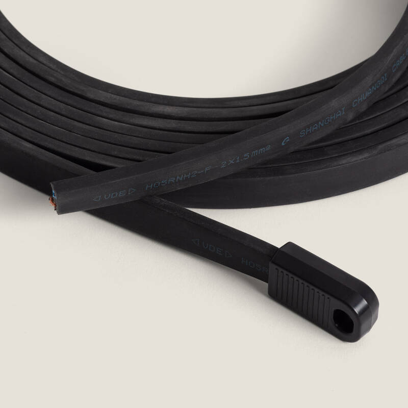 Cable Eléctrico Plano de Guirnaldas a Medida Negro