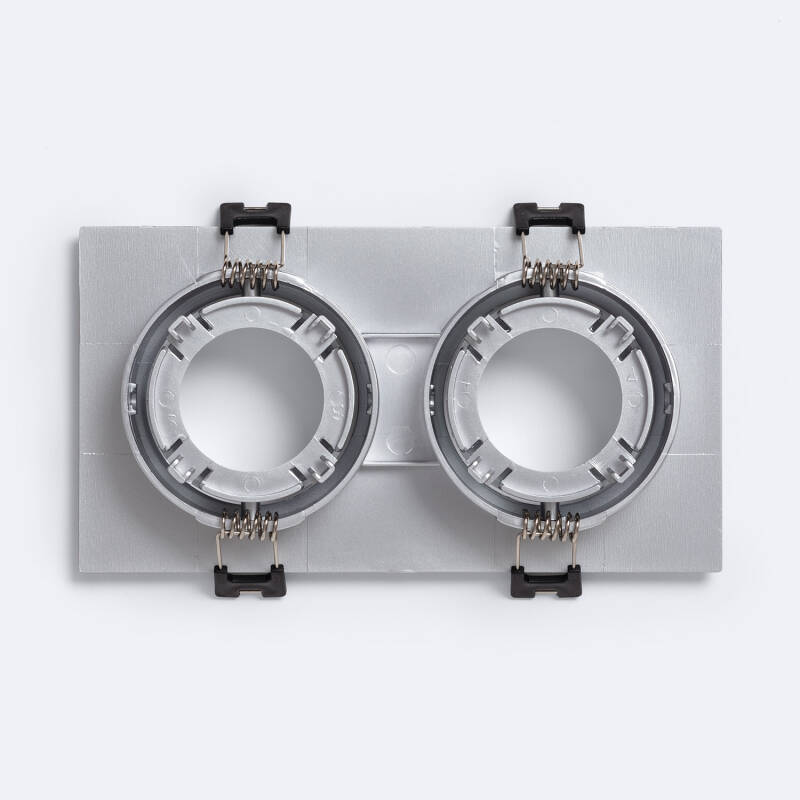 Aro Downlight Cuadrado Cónico Basculante para dos Bombillas LED GU10 / GU5.3 Corte 75x150 mm