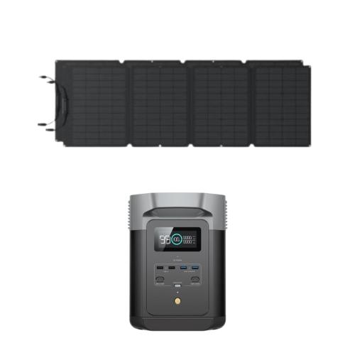 Kit Solar Portátil 12V Ecoflow con Pack 2 Paneles Solares Portátiles 200W y Estación de Energía Delta 2