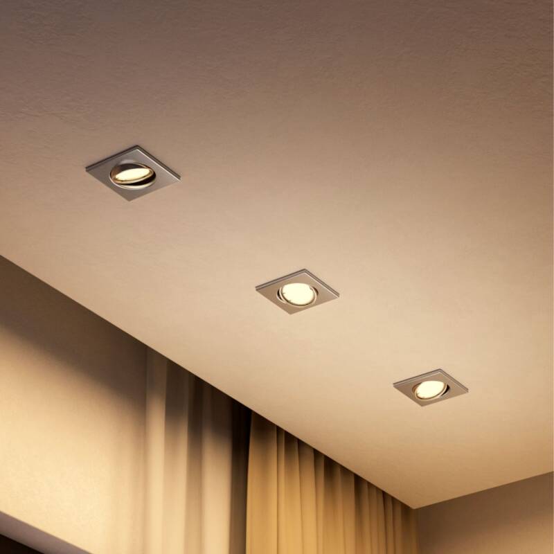 Aro Downlight Cuadrado PHILIPS Peridot para Bombilla LED GU10 Ø 75 mm