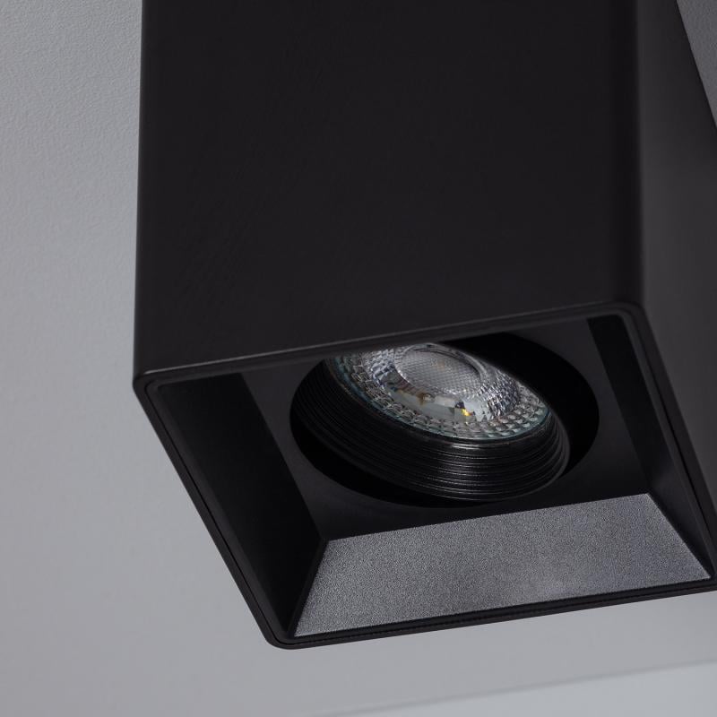 Aplique de Techo Cuadrado Negro con Bombilla GU10 Space