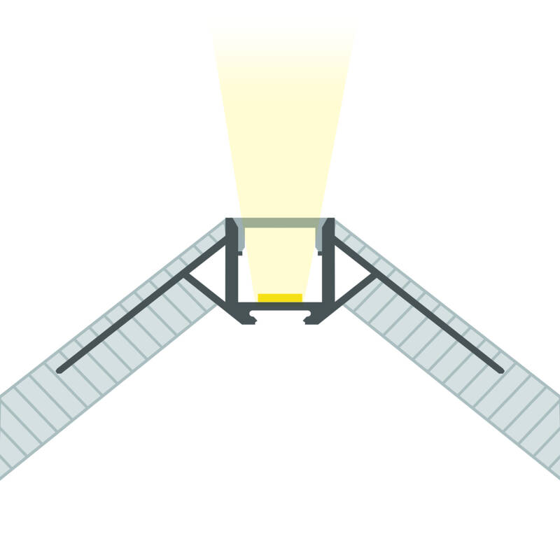 Perfil Aluminio Integrado en Escayola/Pladur Esquina Arista Tira LED hasta 9 mm