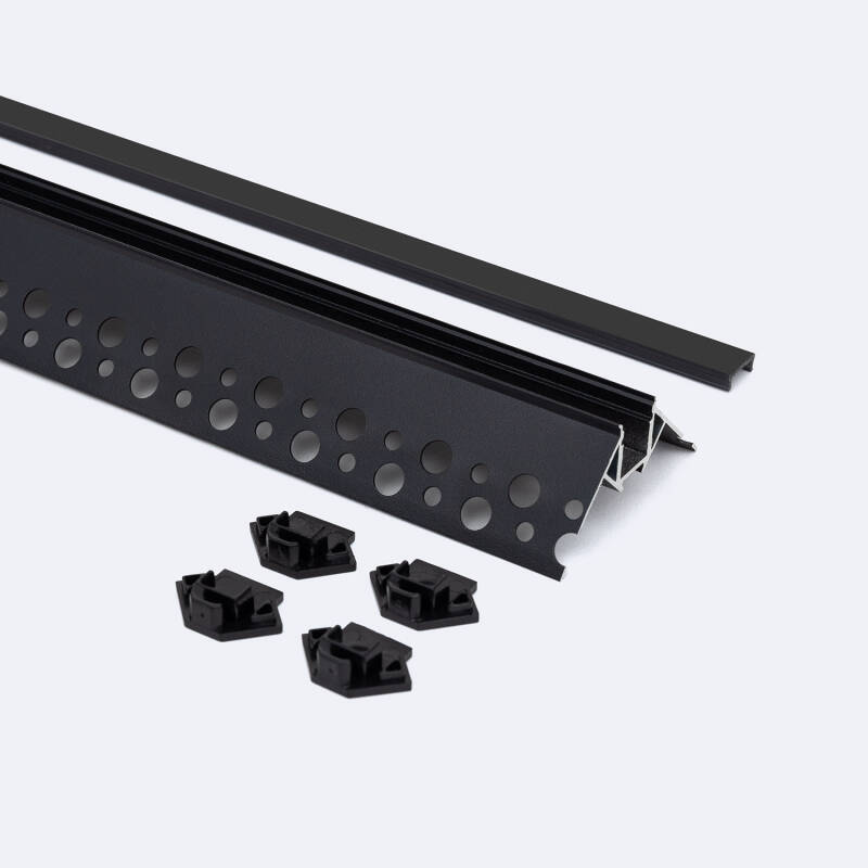 Perfil Aluminio Integrado en Escayola/Pladur Esquina Arista Tira LED hasta 9 mm