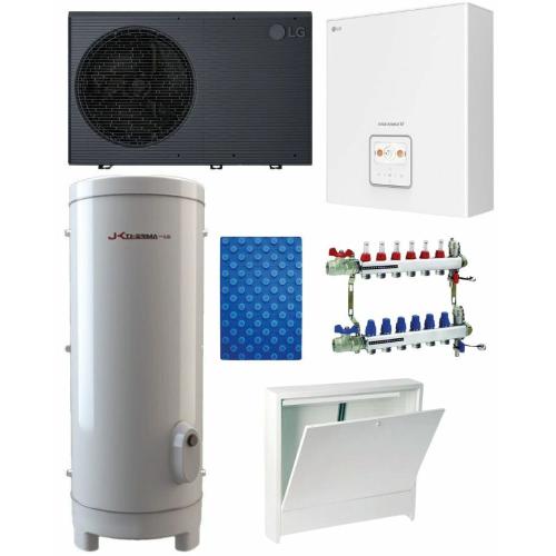 Kit Suelo Radiante Aerotermia para 200 m2 y ACS 200 litros LG Therma V R290 16kW