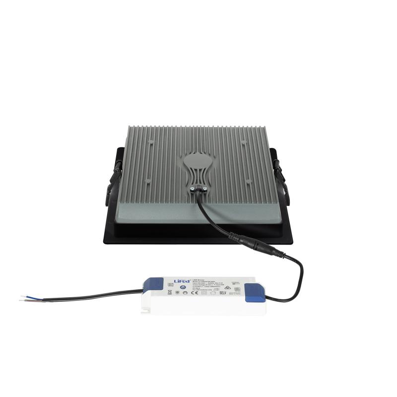 Downlight LED 40W Cuadrado SAMSUNG Aero 130 lm/W Microprismático LIFUD Corte 210x210 mm Negro