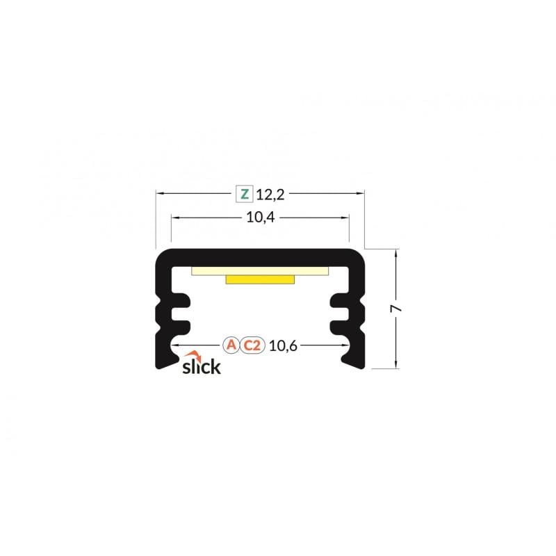 Perfil Aluminio Superficie 1m con Tapa Translúcida para Tiras LED hasta 10 mm