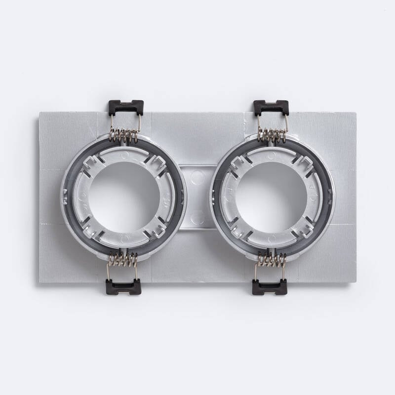 Aro Downlight Cuadrado Cónico Basculante para dos Bombillas LED GU10 / GU5.3 Corte 75x150 mm