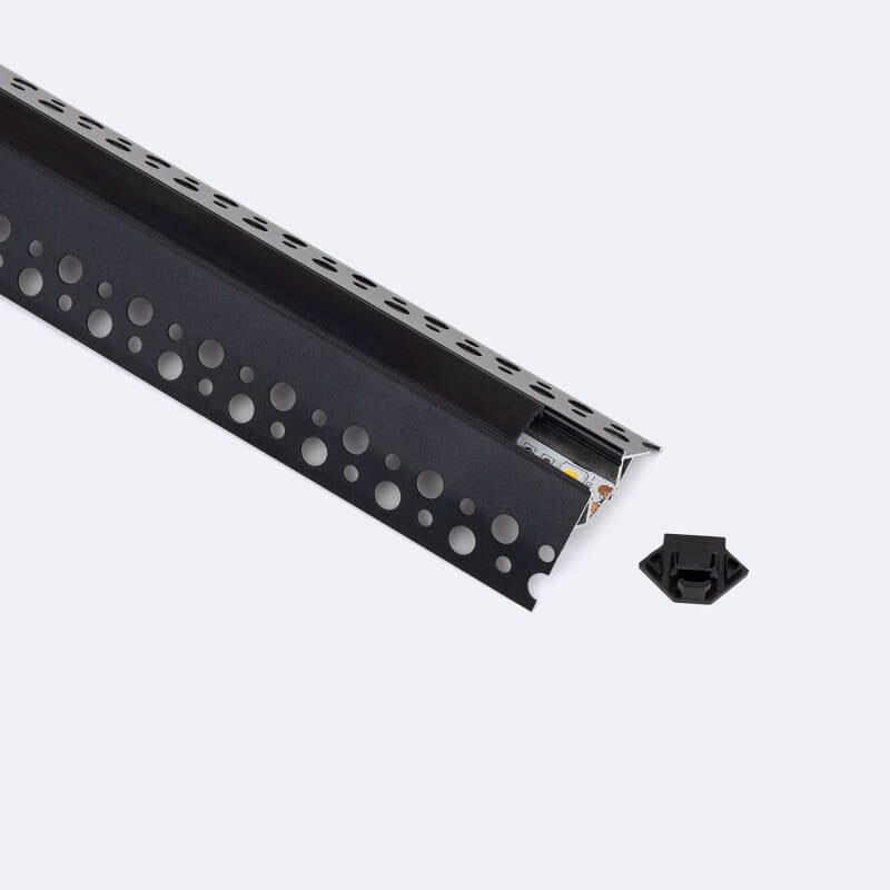 Perfil Aluminio Integrado en Escayola/Pladur Esquina Arista Tira LED hasta 9 mm