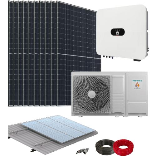 Kit Aerotermia con Placas Solares 8kW Huawei con Bomba de Calor 8kW Hisense y material de instalación