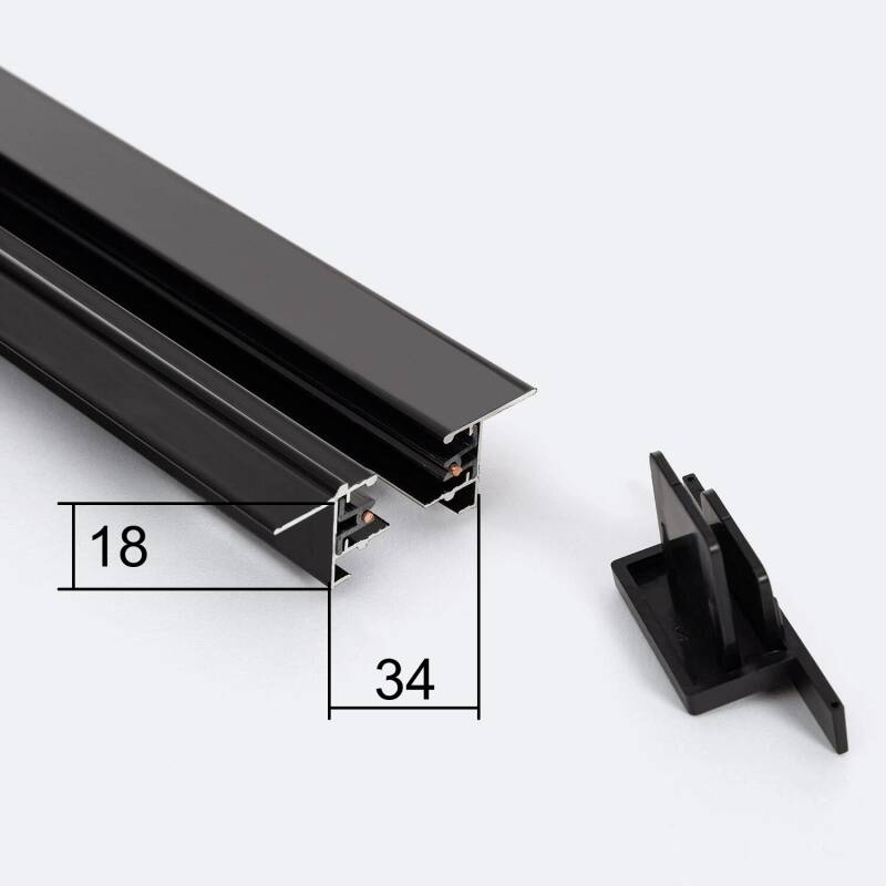 Carril Monofásico Empotrable Aluminio para Focos LED 1 Metro