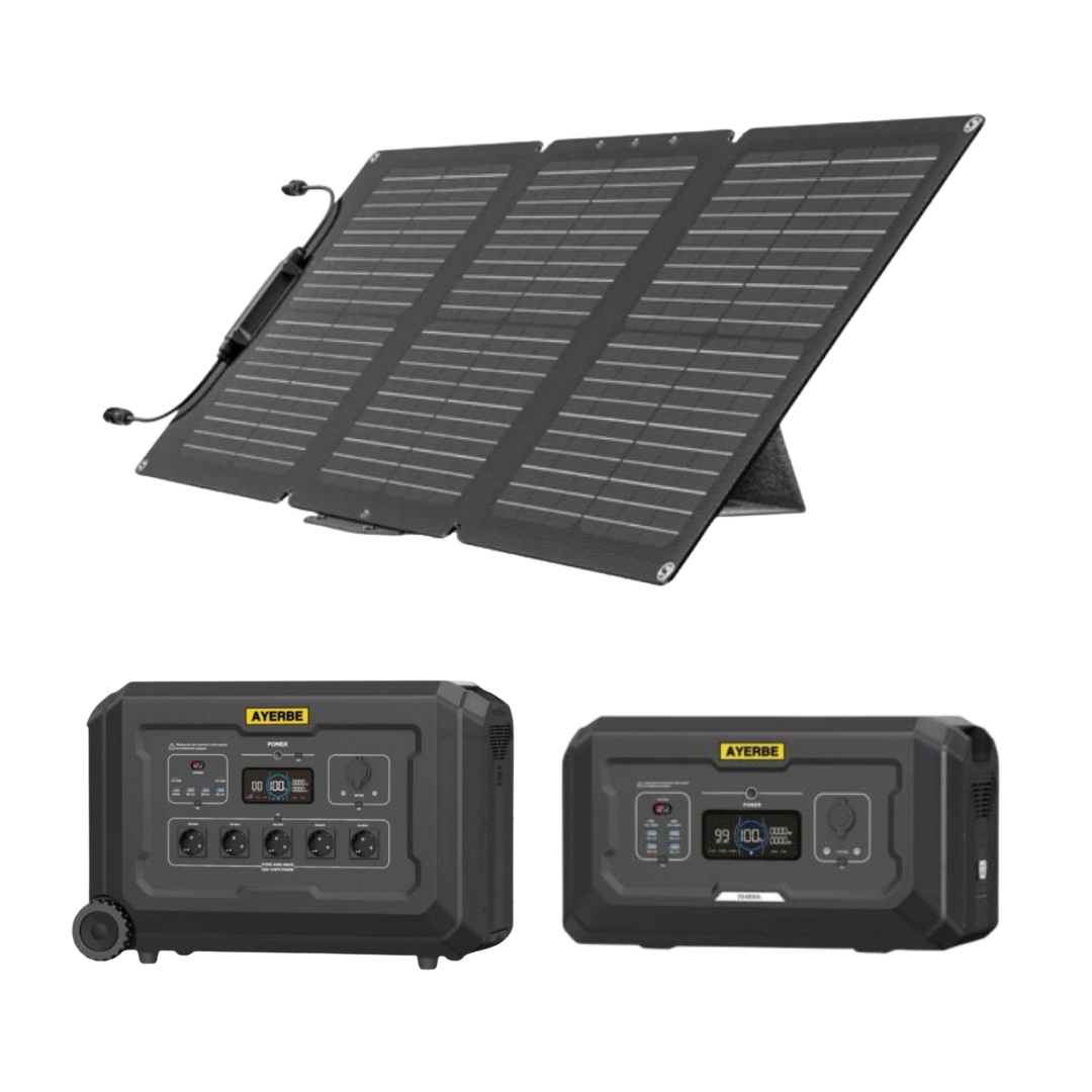 Kit Solar Portátil 60V 12V Estación de Energía AY-3072 y Batería Extra 2048Wh Ayerbe