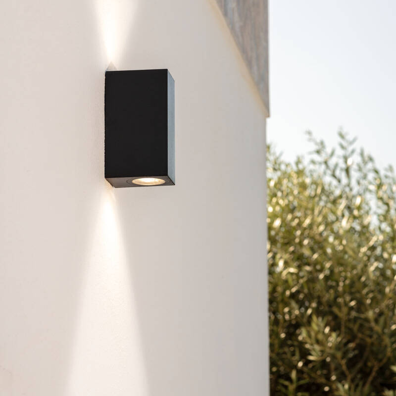 Aplique de Pared Exterior Aluminio Iluminación Doble Cara Negro Miseno