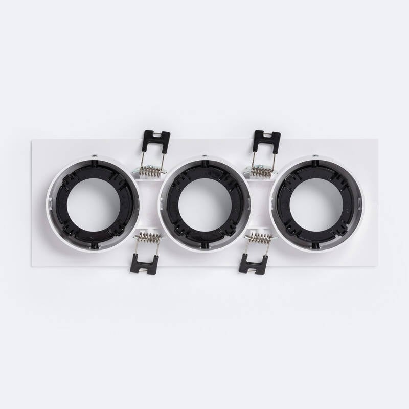 Aro Downlight Cuadrado Basculante para tres Bombillas LED GU10 / GU5.3 Corte 75x235 mm